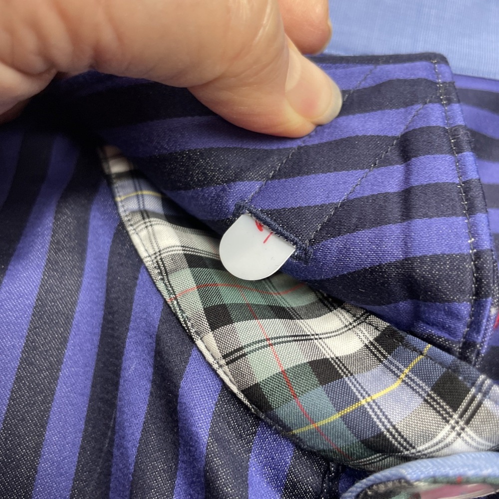 Robert Graham Mens Shirt 3XL Purple Black Stripe Long Sleeve Button Up Flip Cuff - Picture 8 of 11